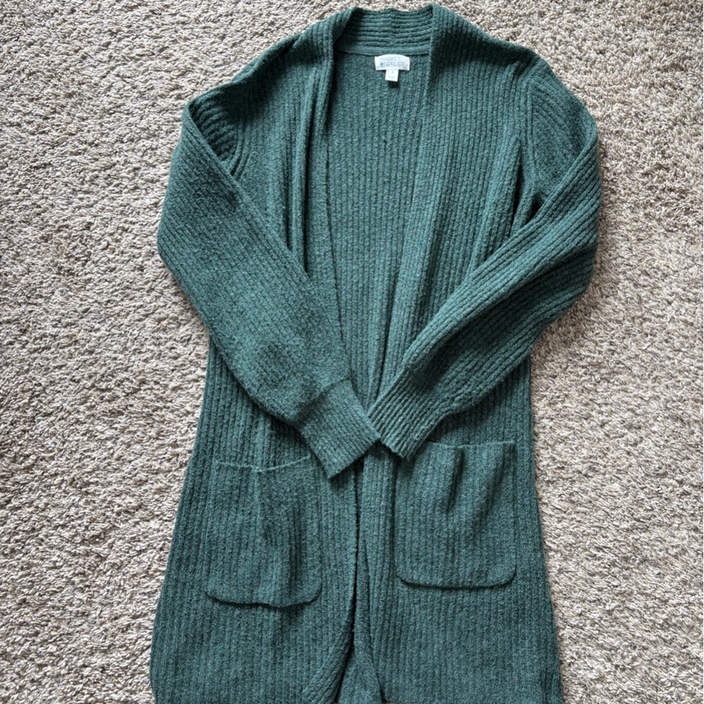 Market & Spruce Green Ribbed Knit Cardigan